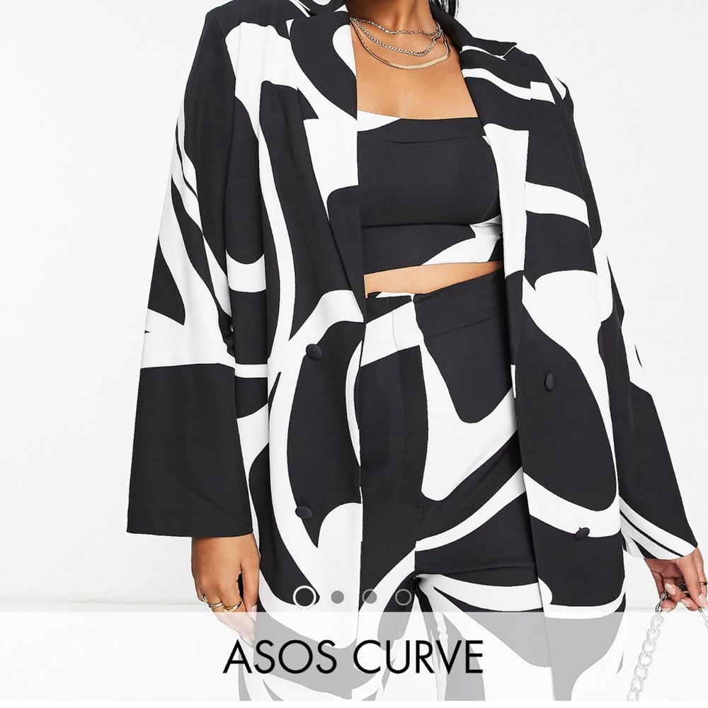 ASOS Luxe Curve Suit Jacket - Black & White